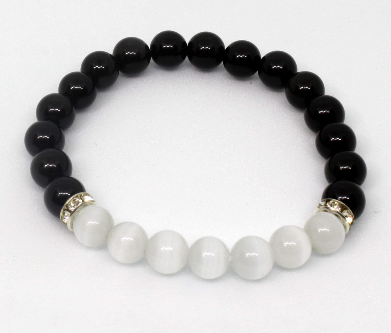 Natural Black Obsidian Crystal Bracelet - Chakra Healing Selenite Agate for Energy Balancing