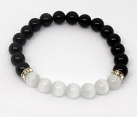 Natural Black Obsidian Crystal Bracelet - Chakra Healing Selenite Agate for Energy Balancing