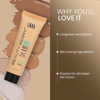 Beauty Berry Beauty Booster High Coverage Foundation | Lightweight Natural Finish | Easily Blendable | Long Lasting Liquid Foundation for Women (Honey, 35ml)