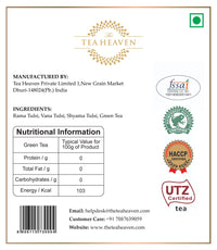 The Tea Heaven | Tea Gift - Tulsi Green Tea-Heals Body and Reduces Stress- 3 Types of Tulsi-100% Natural Ingredients- 100 Grams (50 Cups)