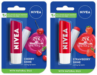 NIVEA Lip Balm, Fruity Cherry Shine And NIVEA Lip Balm, Fruity Strawberry Shine,4.8 g (Pack of 2)