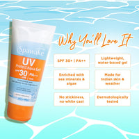 Spawake Protect Aqua Gel SPF 30/PA++| No White Cast, Non-Sticky, Lightweight | Daily Sun Protection for Oily & All Skin Types | Moisturizing & Fast-Absorbing Face Sunscreen