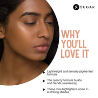 SUGAR Cosmetics Contour De Force Mini Highlighter - 02 Gold Glory (Golden Bronze) Lightweight, Easily Blendable, Illuminating Bronzer, Matte Finish