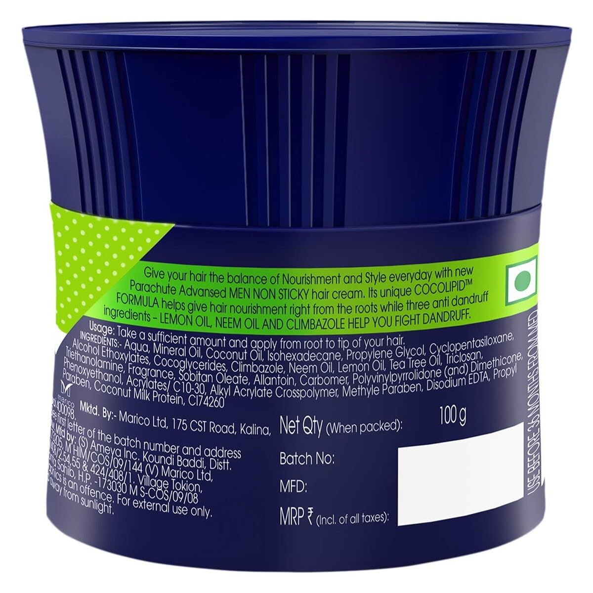 Parachute Advansed Hair Cream For Men, 100ml |Anti Dandruff |Hair Cream After Shower |Non Sticky Oil Replacement Hair Cream (Pack of 2)