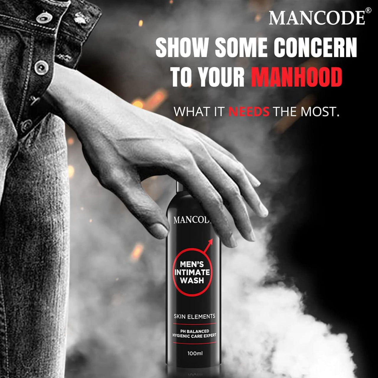 Mancode Intimate Wash For Men - Pack of 2 x 100ml with Tea Tree Essential Oil Ayurvedic & Natural Personal Intimate Hygiene Prevents Itching Irritation & Dryness Caused By Sweating Ball Wash for Men.