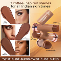 Just Herbs Super Hydrating Born To Sculpt Long Stay Bronzer Stick with Shea Butter | Richly Pigmented | Defines and Uplift Appearance | Matte Finish | All Skin Types for Women 14g (Latte)
