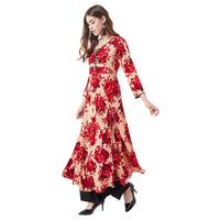 Tissu Women Beige & Red Floral Printed Kurta