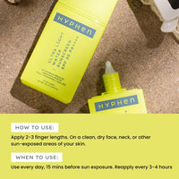 Hyphen 1% Hyaluronic Ultra Light Water Sunscreen SPF 50 PA ++++ | Broad Spectrum & Blue Light Protection | No White Cast | 5% Antioxidants Niacinamide Vitamin E | Korean Sun cream for Men Women | 50ml