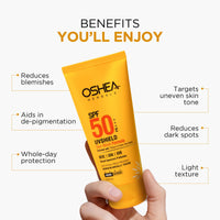 Oshea Herbals UVShield SPF 50 PA+++ Sunscreen | Broad Spectrum UVA & UVB Protection for All Skin Types | Water Resistant & Enriched with Papaya & Green Tea Extract - 120g (Pack of 2)