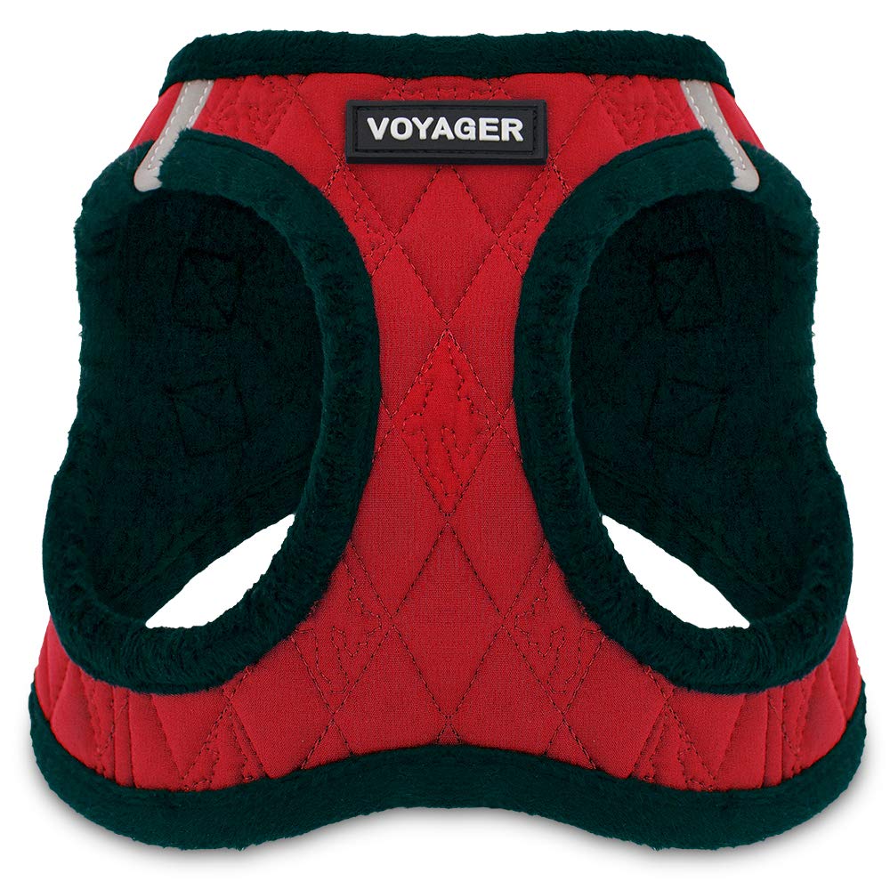 Voyager Step-In Plush Dog Harness  Soft Plush, Step In Vest Harness for Small and Medium Dogs by Best Pet Supplies - Harness (Red Plush), S (Chest: 14.5 - 16")