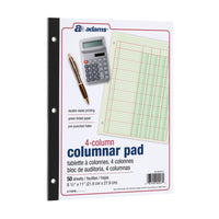 Adams Columnar Analysis Pad, 4 Column Ledger, 8.5