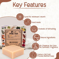 Naturalis Pine Tar Soap – Handmade Cold Pressed Soap Infused with Pine Tar Oil – Natural, Luxury Soap for Deep Skin Nourishment, Moisturizing and Refreshing, 100g