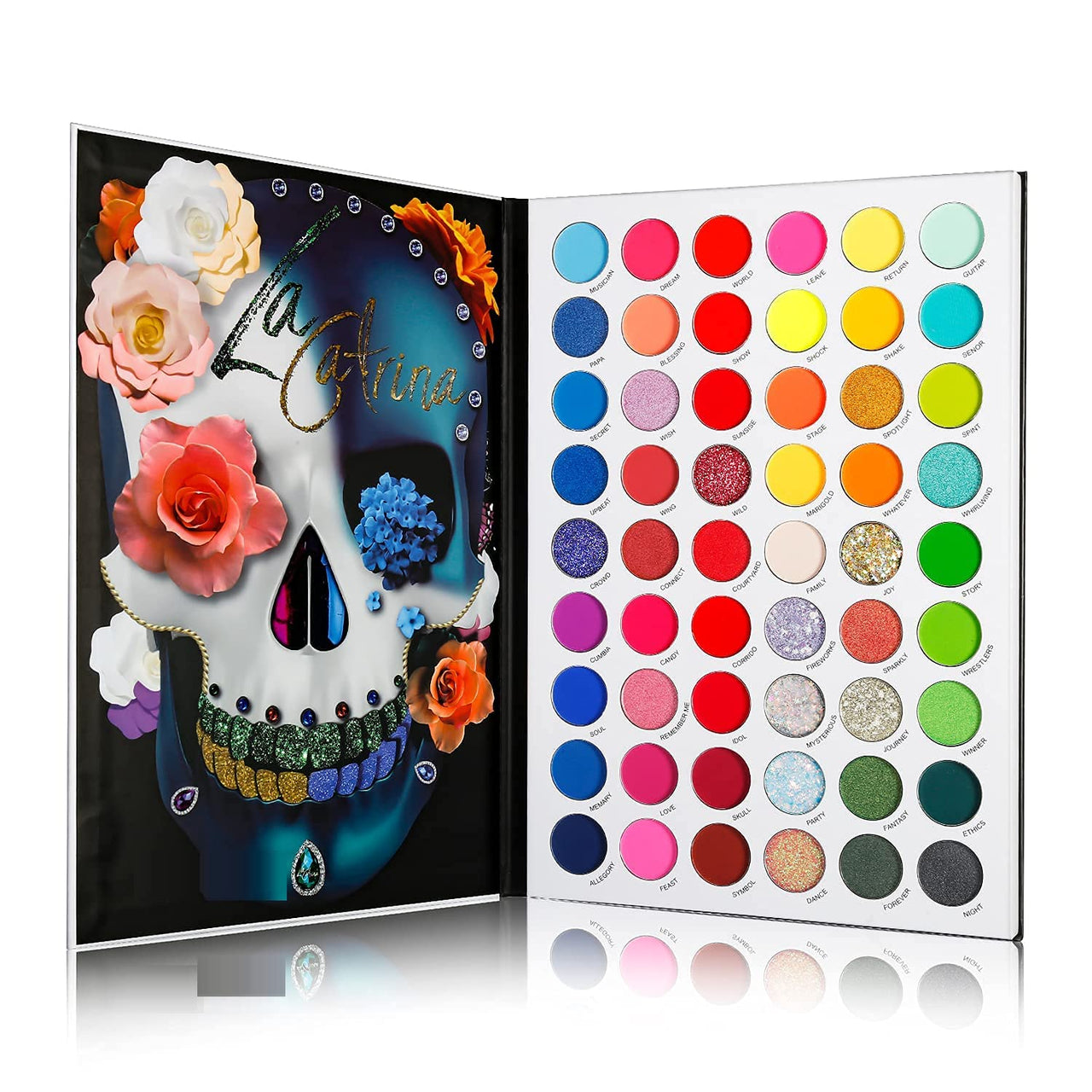 URBANMAC Professional 54 Color Board Eye Shadow Bright Neon Glitter Makeup Pallet Highly Pigmented Powder Eye Shadow, Multicolor, Semi-Matte Finish