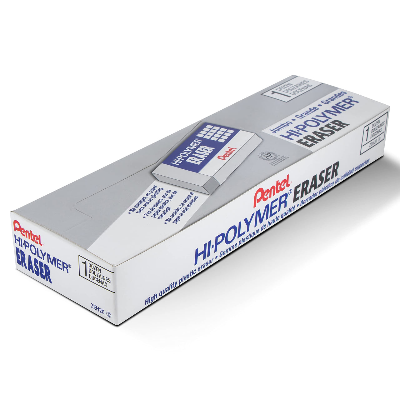 Pentel Hi-Polymer Eraser, Jumbo Size 12 pack(ZEH-20)