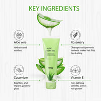 Vitro Aloe Vera Gel for Face, Skin and Hair - with Vitamin E, Rosemary Extract, Cucumber Extract and Aloe vera Juice - 100ml