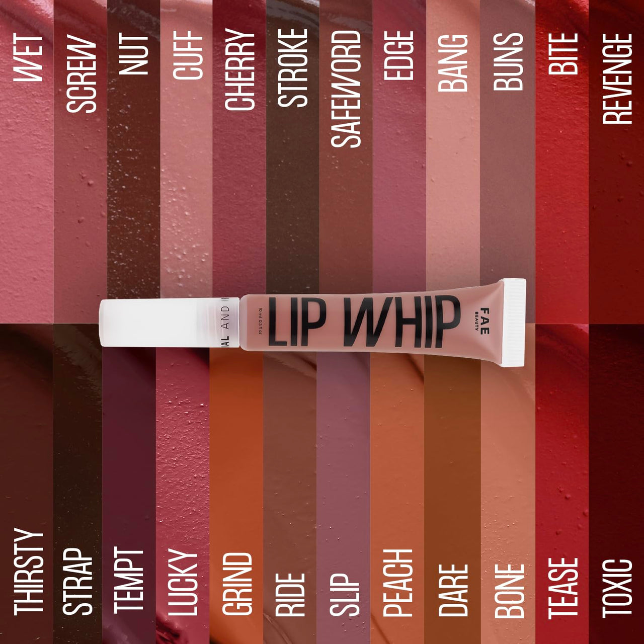 FAE Beauty Lip Whip 12Hr Comfortable Matte Liquid Lipstick (10Ml) | Long Wear | Non Drying | Soft Mousse Smudgeproof Formula | Vegan | Enriched With Vitamin E And Cherry Coffee - Revenge