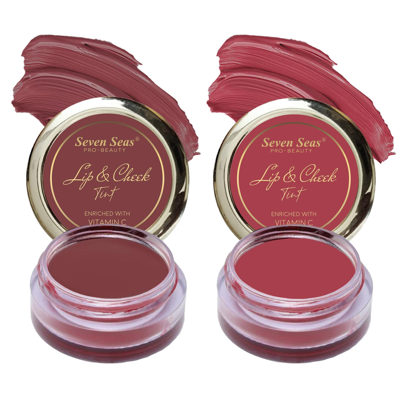 Seven Seas Lips & Cheek Tint Combo Pack of 2 | Matte Natural Blush for Women | Lip Tint with Vitamin E | Nourishing Cheek Tint (Copper Rust, Hippie Pink)