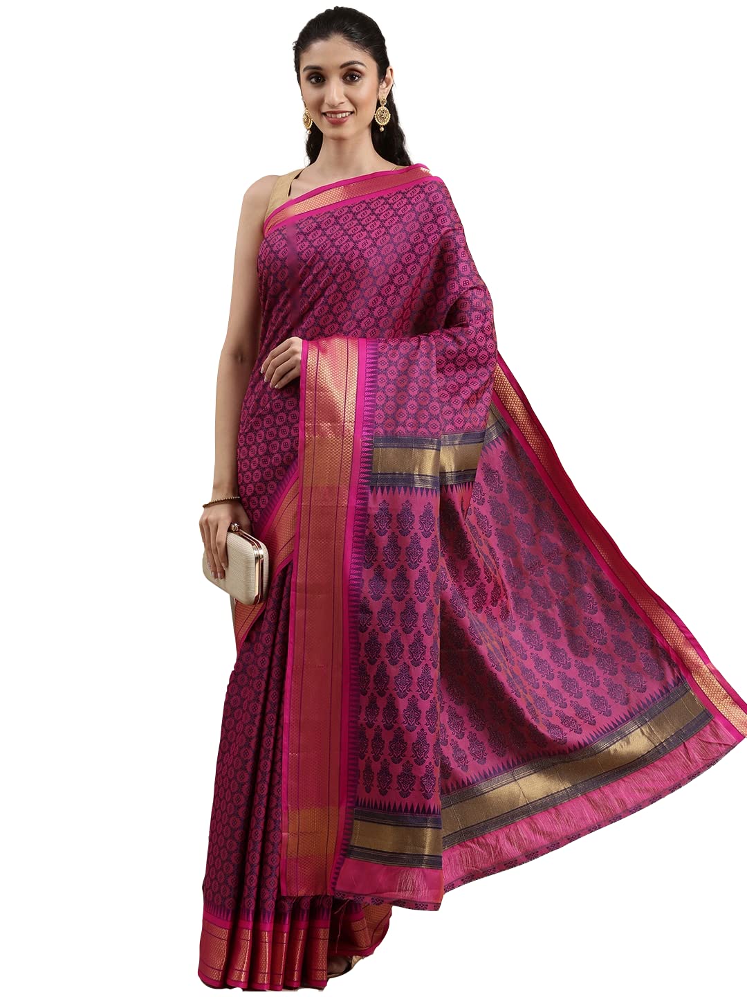 Pandadi Saree Women's  Cotton Silk Saree With Blouse Piece