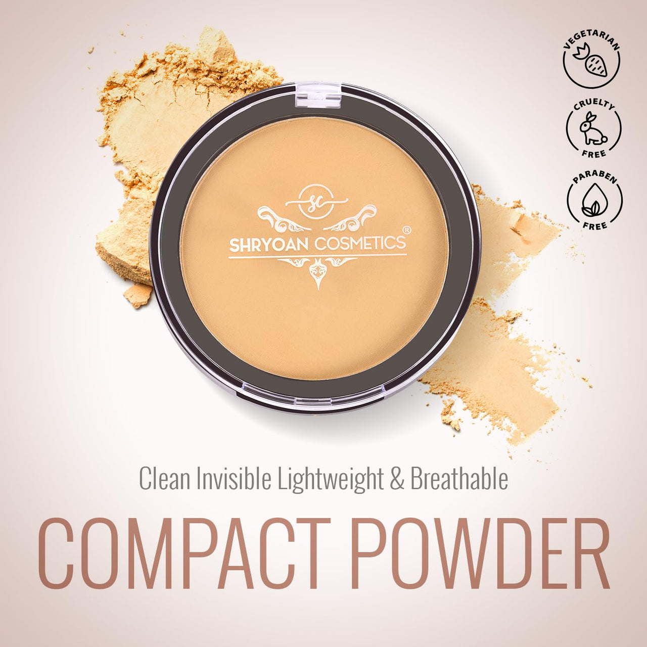 Shryoan Infinite Waterproof Compact Powder| Hides Imperfections, Blends Effectively, Matte Finish and Pressed Powder for All Skin Types (16g) (Natural Almond)