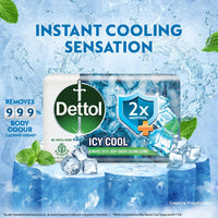Dettol Icy Cool Bathing Soap Bar With 2x Menthol (750gm), 150gm - Pack of 15