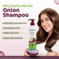 Mamaearth Onion Shampoo for Hair Growth and Hair Fall Control with Onion and Plant Keratin | Reduces Hair Fall | Strengthens & Smoothens Hair | For Men & Women | 250ml