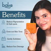 BAKE 2% Kojic Acid Scrub Treatment Soap (200 Gms Pack of 2) with Alpha Arbutin, Lactic Acid & Niacinamide | For Pigmentation, Dark Spots, Tan Removal, Brightens Underarms | Soap for Women & Men | 100g x 2 (Pack of 2)