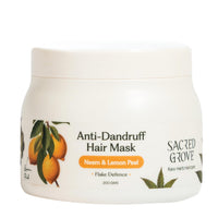 Sacred Grove Anti Dandruff Hair Mask with Neem & Lemon Peel | Pre-Shampoo Scalp Treatment for Itchy, Flaky Scalp | Deep Conditioner Hair Mask for Dry, Damaged Hair | For Women & Men | 200ml