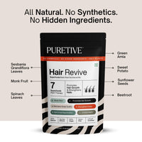 Puretive Hair Revive | Plant Based Biotin Powder | Promotes Healthy Hair and Fights Hair Fall | Promotes Hair Growth - 100% PURE, Non-GMO, Vegan | Superfood for Everday use | Just Mix & Sip | 100gms