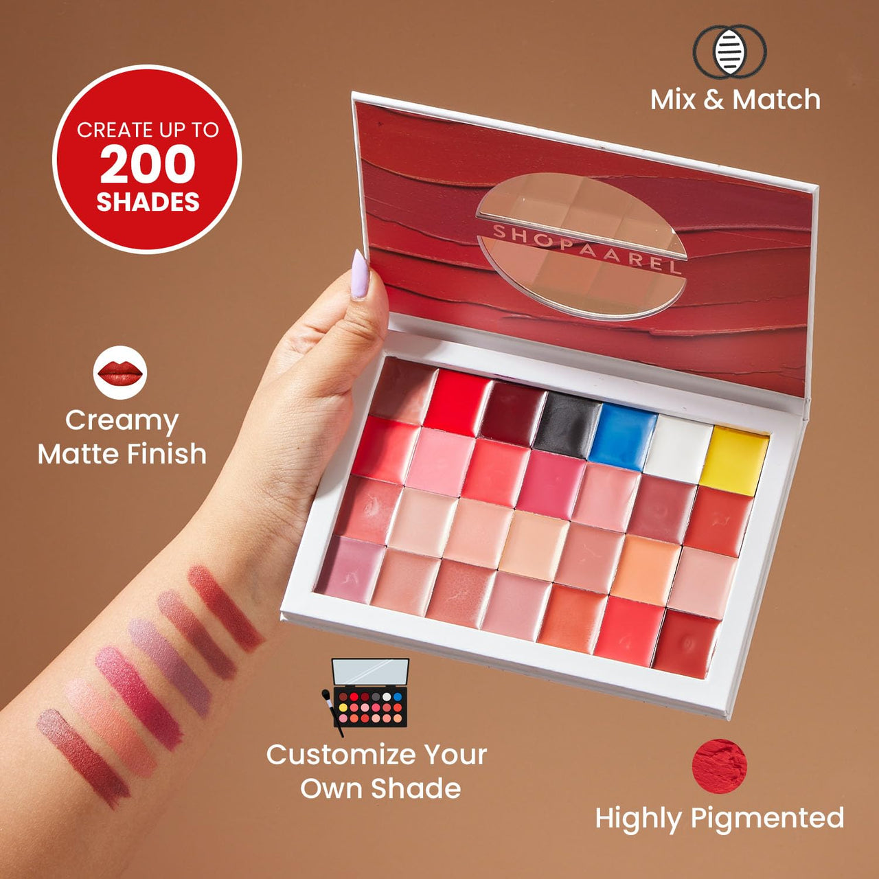 Shopaarel Mix it Pro Lip Palette With 28 Pigmented Shades Creamy Finish Lip Colors Lipstick Travel Friendly Lip Palette For Women