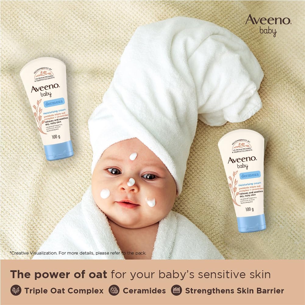 Combo Pack: Aveeno Baby Daily Moisturizing Wash & Shampoo (354ml) + Daily Moisture Lotion (227g) + Soothing Relief Moisture Cream 100g | With natural oat extract | Hypoallergenic, pediatrician recommended | pH balanced formulation with no added parabens a