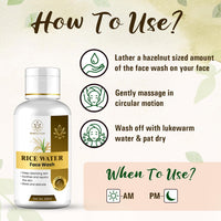 Herbalvani Rice Water Face Wash | Enriched with Rice Water, Niacinamide & Glycolic Acid | Deep Cleansing & Skin Brightening | For All Skin Types | 100ml