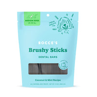 Bocce's  Bakery Dailies Brushy Sticks to Support Oral Health & Fresh Breath, Wheat-Free Dental Bars for Dogs, Made with Real Ingredients, Baked in The USA, All-Natural Coconut & Mint, Medium Dogs