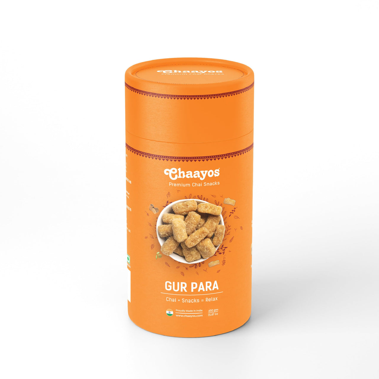 Chaayos Gur Para (450g Pack) | Chai Time Snack | Ready to Eat Gur Para Snacks | Mini Gur Para | Indian Namkeen Nashta | Authentic Regional Preparation | Traditional Indian Snacks | Party Snacks