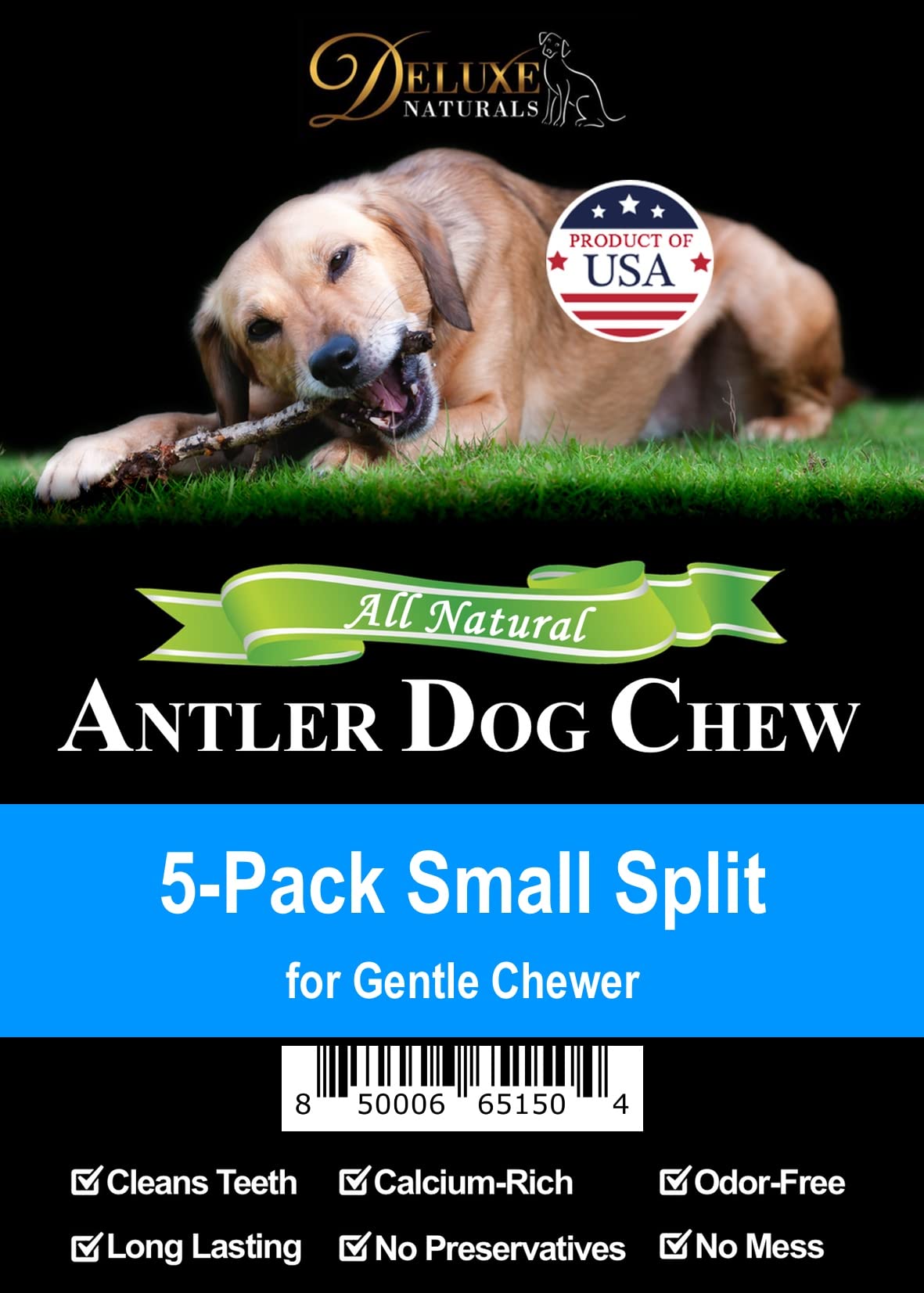 Elk Antler Chews for Dogs | Naturally Shed USA Collected Elk Antlers | All Natural A-Grade Premium Elk Antler Dog Chews | Product of USA, 5-Pack Small Split 5 Count (Pack of 1)