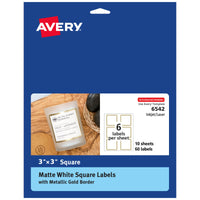 Avery Matte White Labels with Metallic Gold Borders, 3