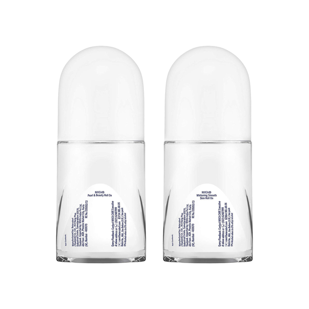 NIVEA Roll On Deodorants, Whitening Smooth Skin and Pearl & Beauty (Pack of 2) - in Eco-Friendly NIVEA Care Box | For Women | Beautiful Underarms & 48H Protection, 100 ml