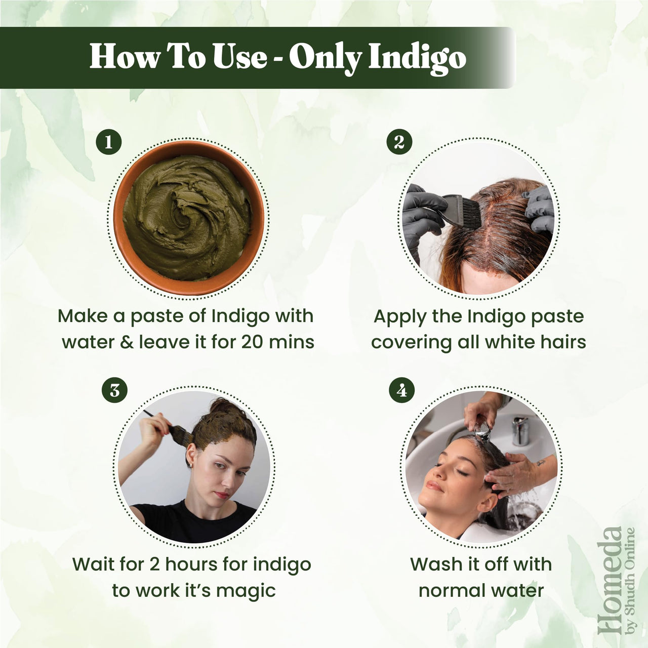 Shudh Online Indigo Powder Organic for Hair Black Colour (200 Grams), Natural Avuri Leaf Powder, Neela Amari, Neel Patti, Neela, Neelamari, Neelayamari, Indico. for face