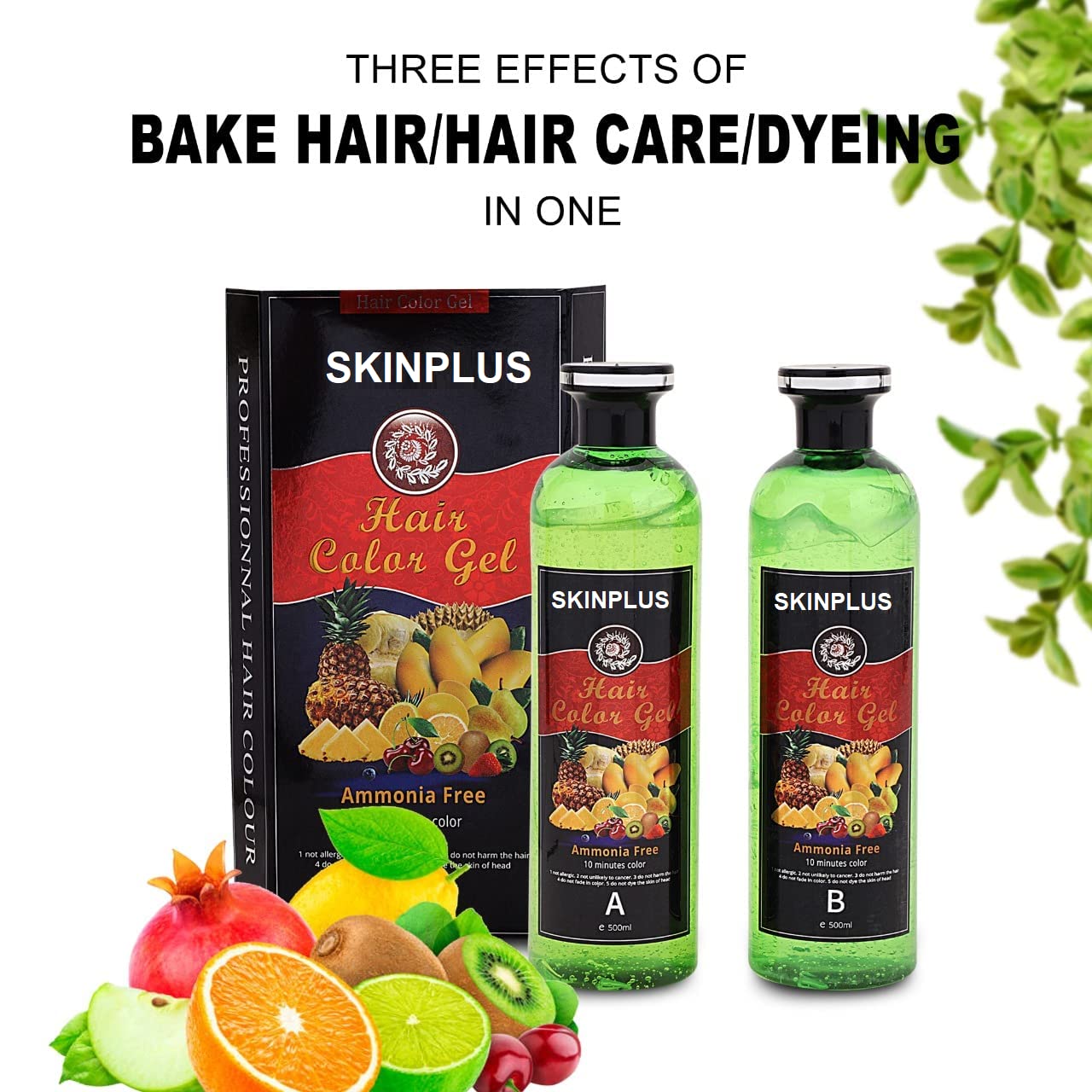 SKINPLUS Fruit Vinegar Black Gel Color Professions Hair Colour, 500mlx2