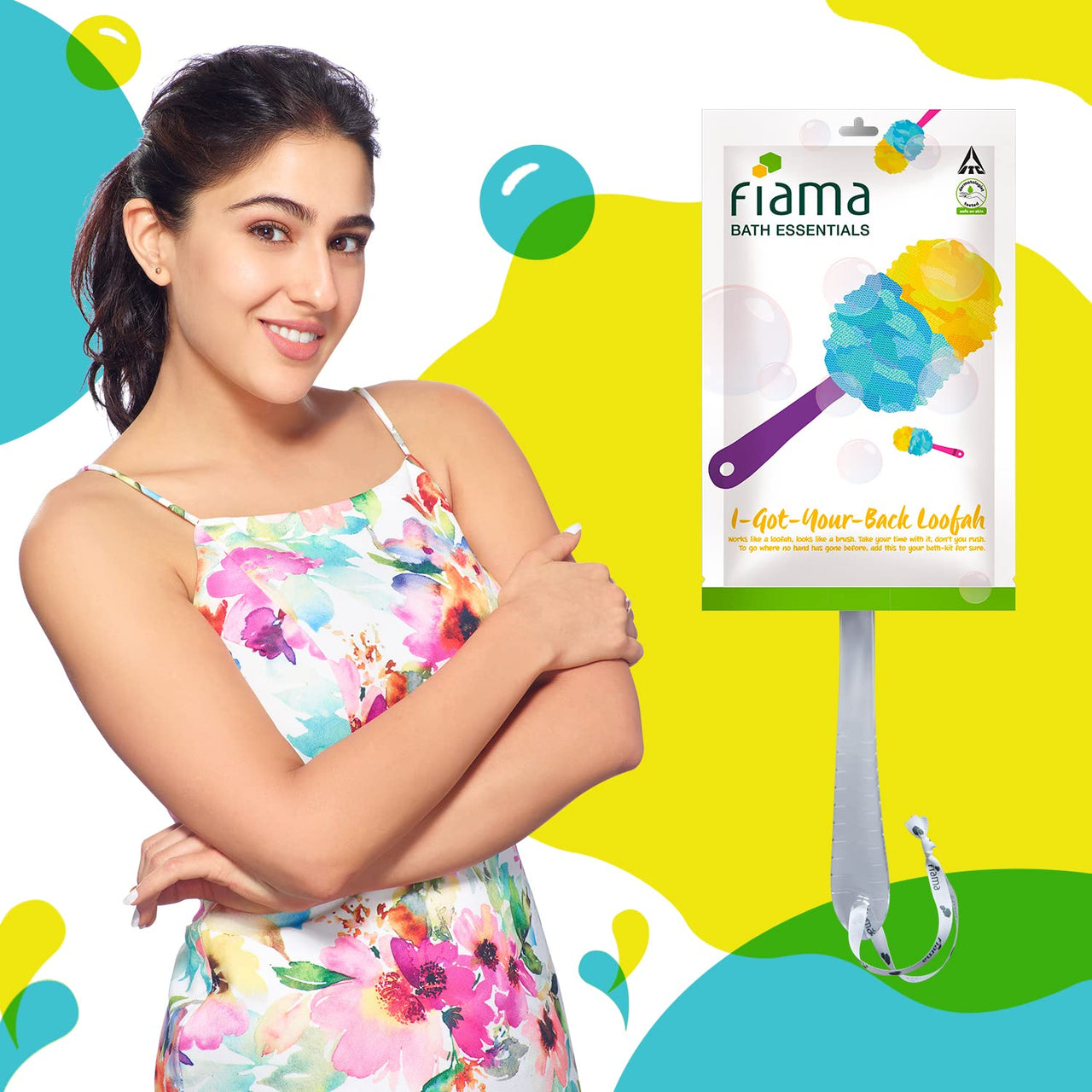 Fiama Bath Essential I-Got-Your-Back Body Loofah, Dermatologist Tested, Safe on Skin, Pack of 1, For Smooth, Exfoliated and Energized Skin