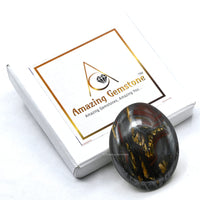 Tiger Iron Palm Stone - Hot Massage Worry Stone for Natural Body Chakra Balancing, Reiki Healing and Crystal Grid Tiger Iron