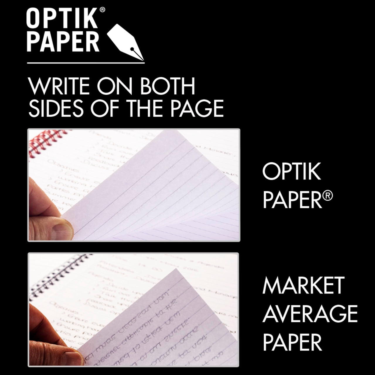 Black n' Red Notebook, Business Journal, 11" x 8-1/2", 70 Sheets, Ruled, Optik Paper, Scribzee App, Hardcover, Wirebound, Black (K67030)