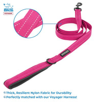 Voyager Step-in Air All Weather Mesh Harness and Reflective Dog 5 ft Leash Combo with Neoprene Handle, for Small, Medium and Large Breed Puppies by Best Pet Supplies - Black/Pink Trim, Large