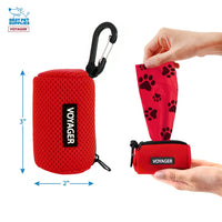 Best Pet Supplies 2-Pack Dog Poop Bag Holder Leash Attachment, Color, Reusable Mesh Dispenser Pouch for Travel, Walking, Park, and Outdoor Use, Soft and Durable with Clip-On - Mesh Red Mesh Dispensers (Red) 1 Count (Pack of 2)