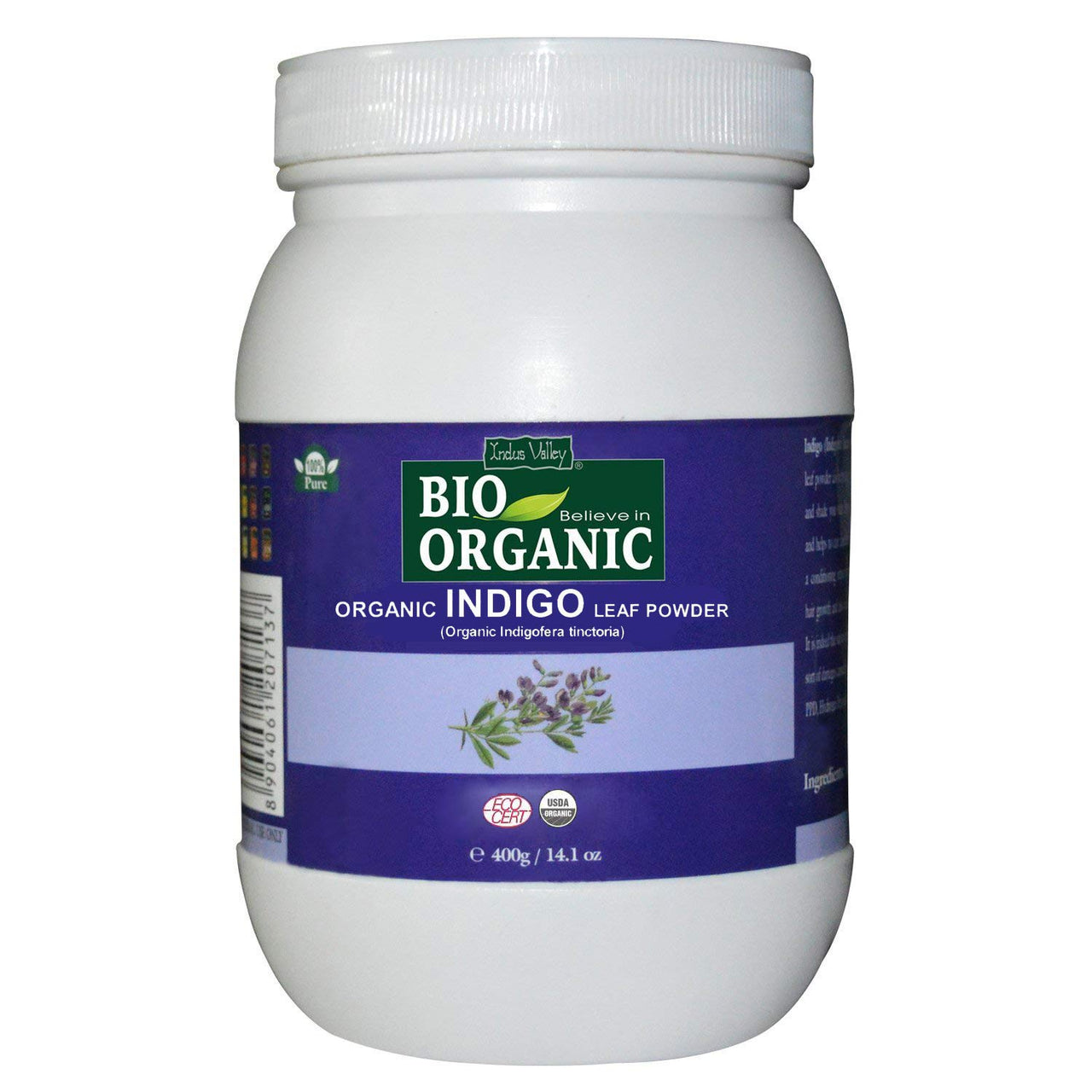 INDUS VALLEY 100% Organic Indigo Leaf Powder Jar with Henna Leaf Powder Jar - (400g+500g=900g)