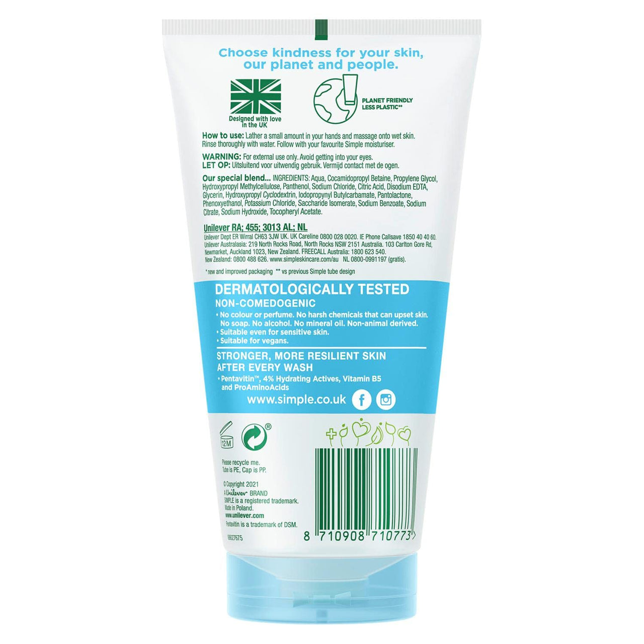 Simple Water Boost Micellar Facial Gel Wash, 150 ml/5.07 oz (pack of 1)