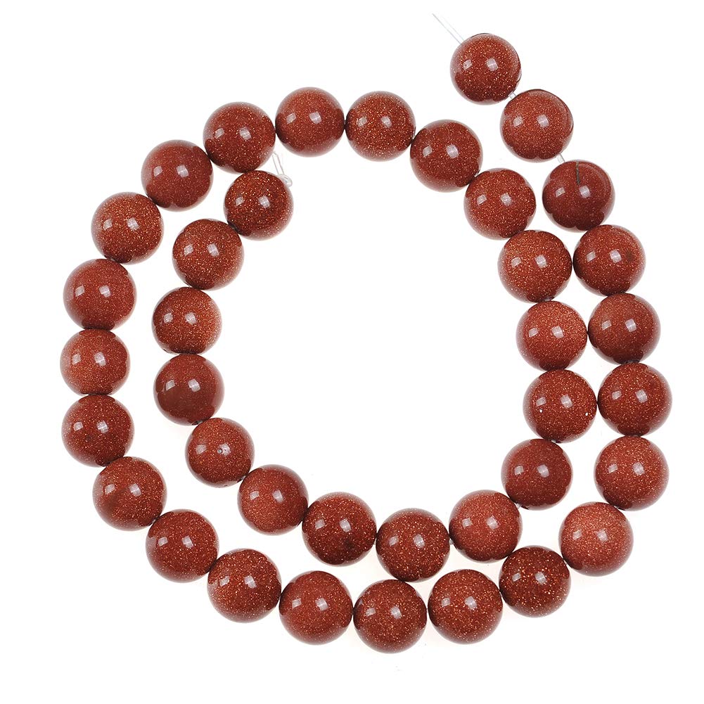 Natural Stone Beads 2mm Gold Sand Stone Round Loose Beads Crystal Energy Stone Healing Power for Jewelry Making DIY,1 Strand 15"