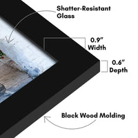 Americanflat 6x8 Picture Frame in Black - Engineered Wood Photo Frame with Shatter-Resistant Glass, Hanging Hardware, and Easel for Wall and Tabletop Display