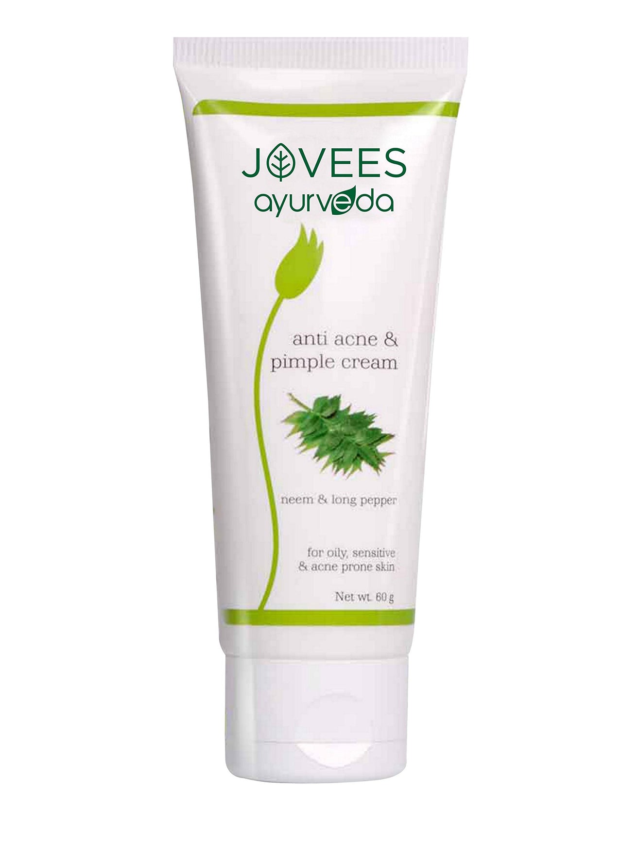 Jovees Herbal Anti Acne & Pimple Cream For Reduced Acne, Dark Spot & Treats Pimple | Oil Free & Lightweight | Suitable For Oily, Sensitive & Acne Prone Skin- 60gm