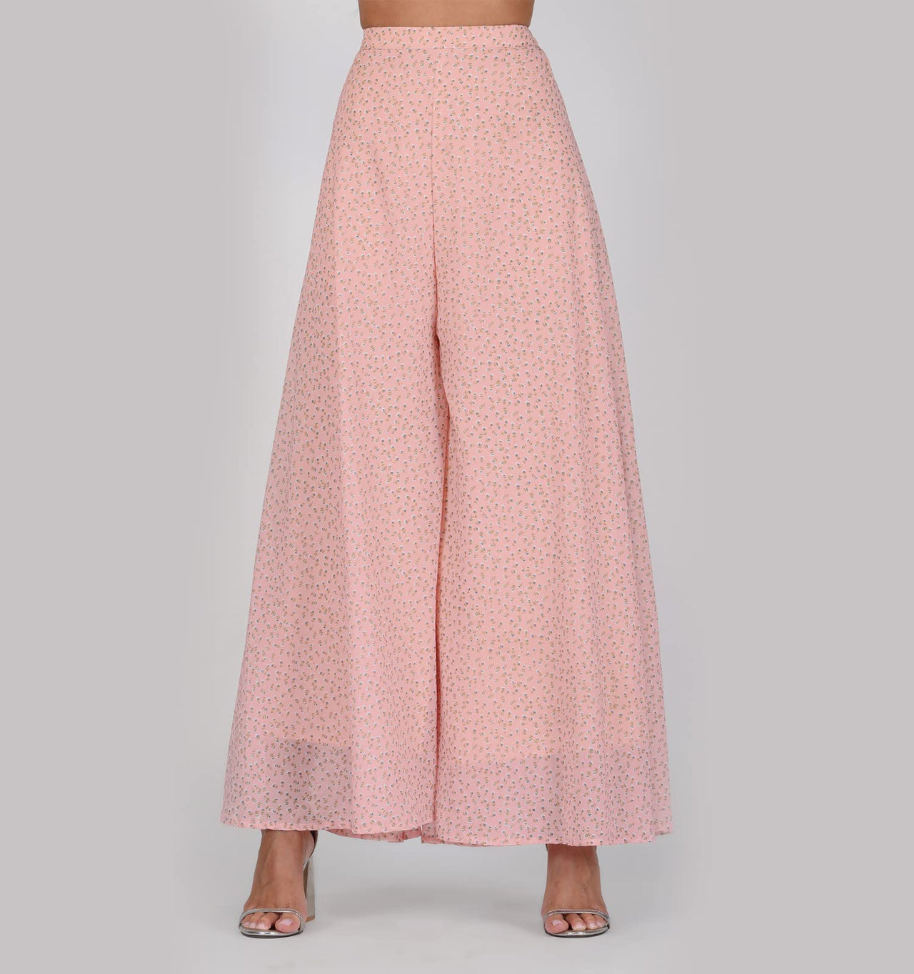 RATAN Women’s Georgette Flared Freesize Sharara Palazzo Pant with Lining M Maroon