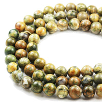 Real Crystals for Jewelry Making Energy Healing Crystals Jewelry Chakra Crystal Jewerly Beading Supplies Green Rhyolite 15.5inch About 58-60 Beads 6MM